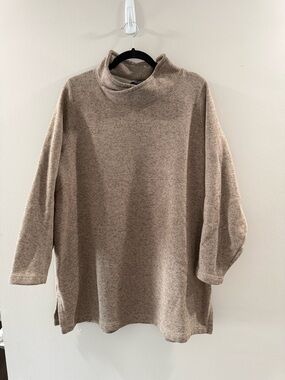 Lands' End Cozy Taupe Turtleneck Sweater Tunic